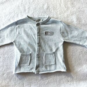 Eliane Et Lena Blue Cardigan New Born 0 / 1 Month Sweater Roll‎ Hem